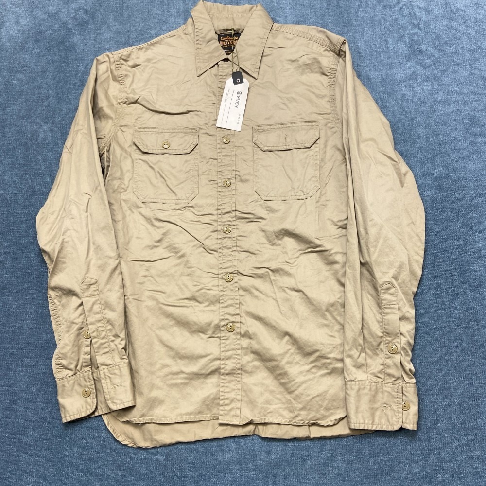 Civilianaire Utility Shirts Men Medium Beige Chest Pockets Long Sleeve Button Up